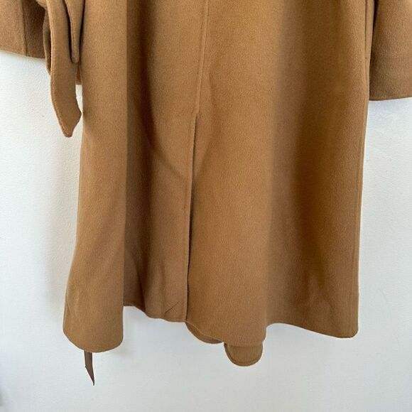 Gentle Herd Women’s Single Breasted Belted Wrap Wool Coat in Color Camel - Picture 10 of 16